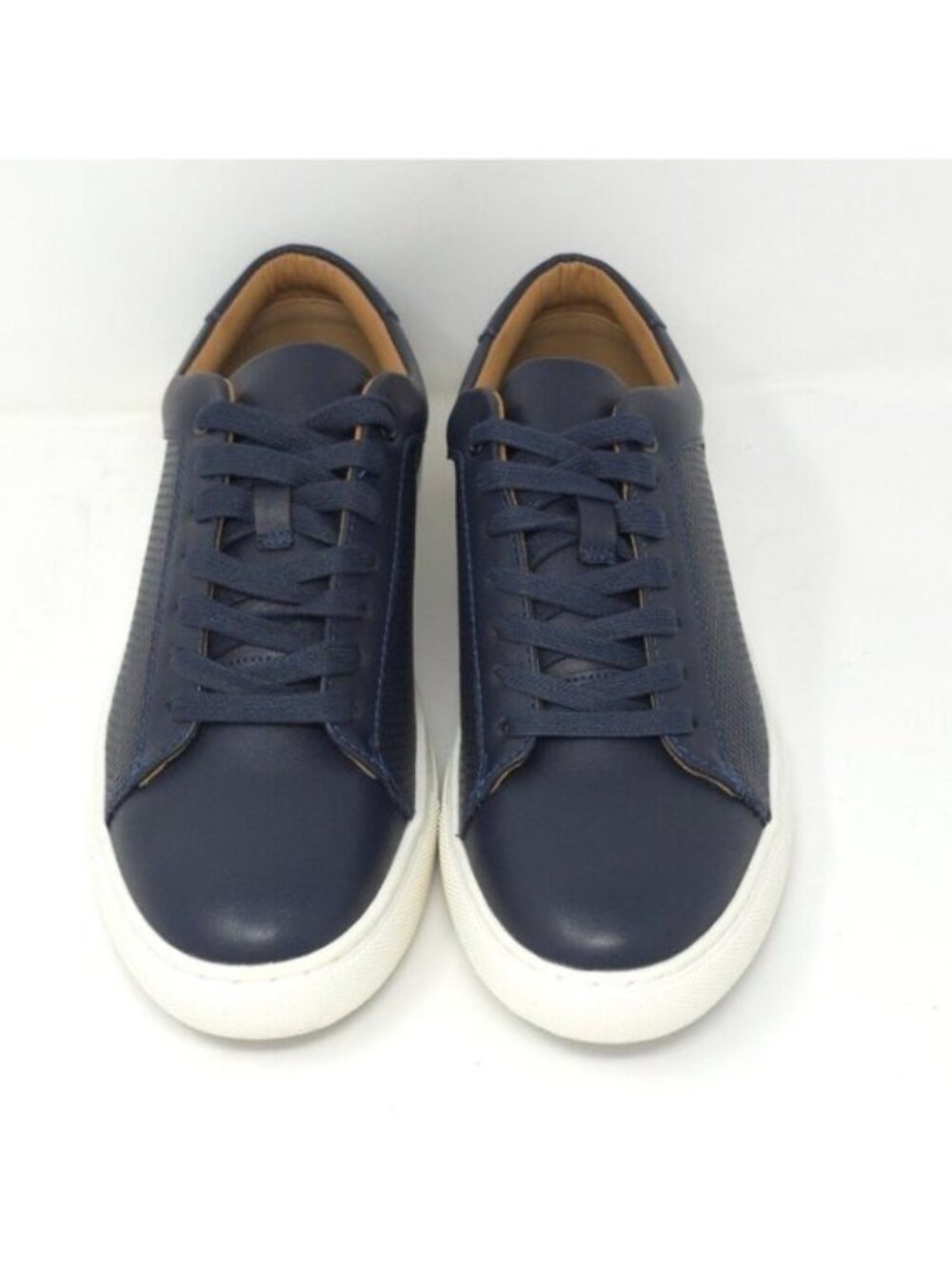 New Alfani Adairr Navy Embossed Leather Sneakers Men’s 8M - Picture 5 of 7